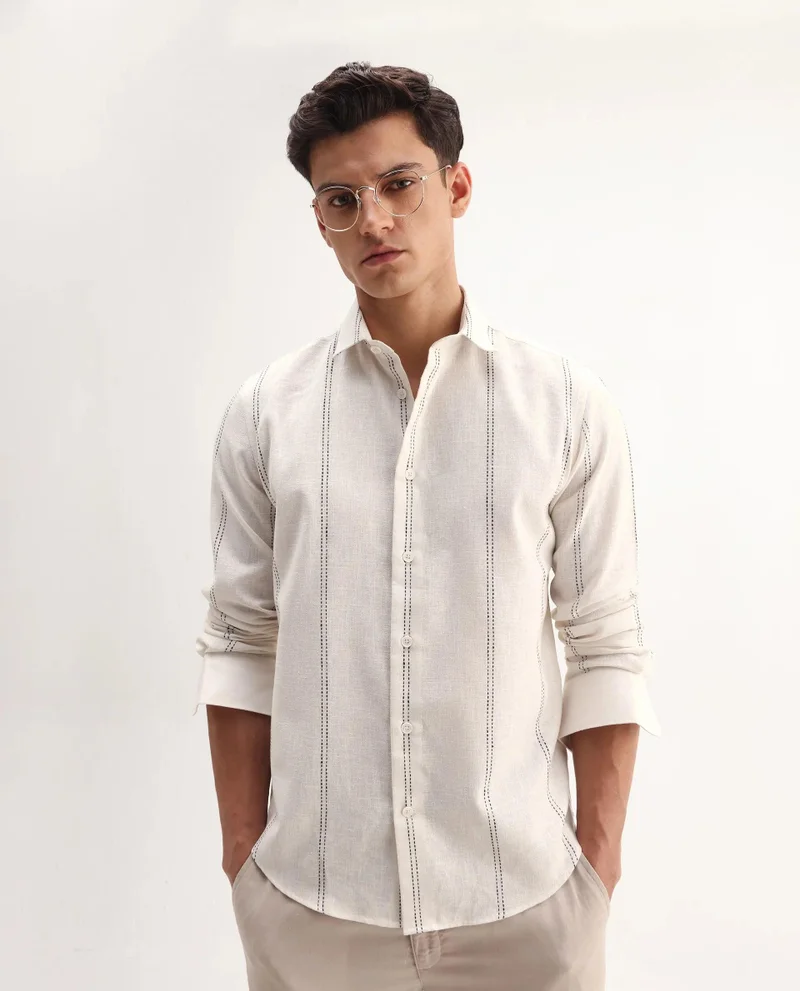 Rare Rabbit Men's Striped Regular Fit Shirt