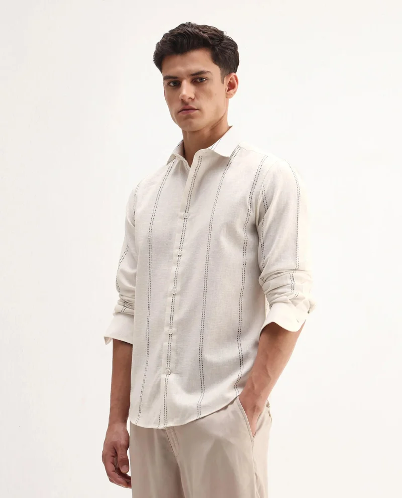 Rare Rabbit Men's Striped Regular Fit Shirt