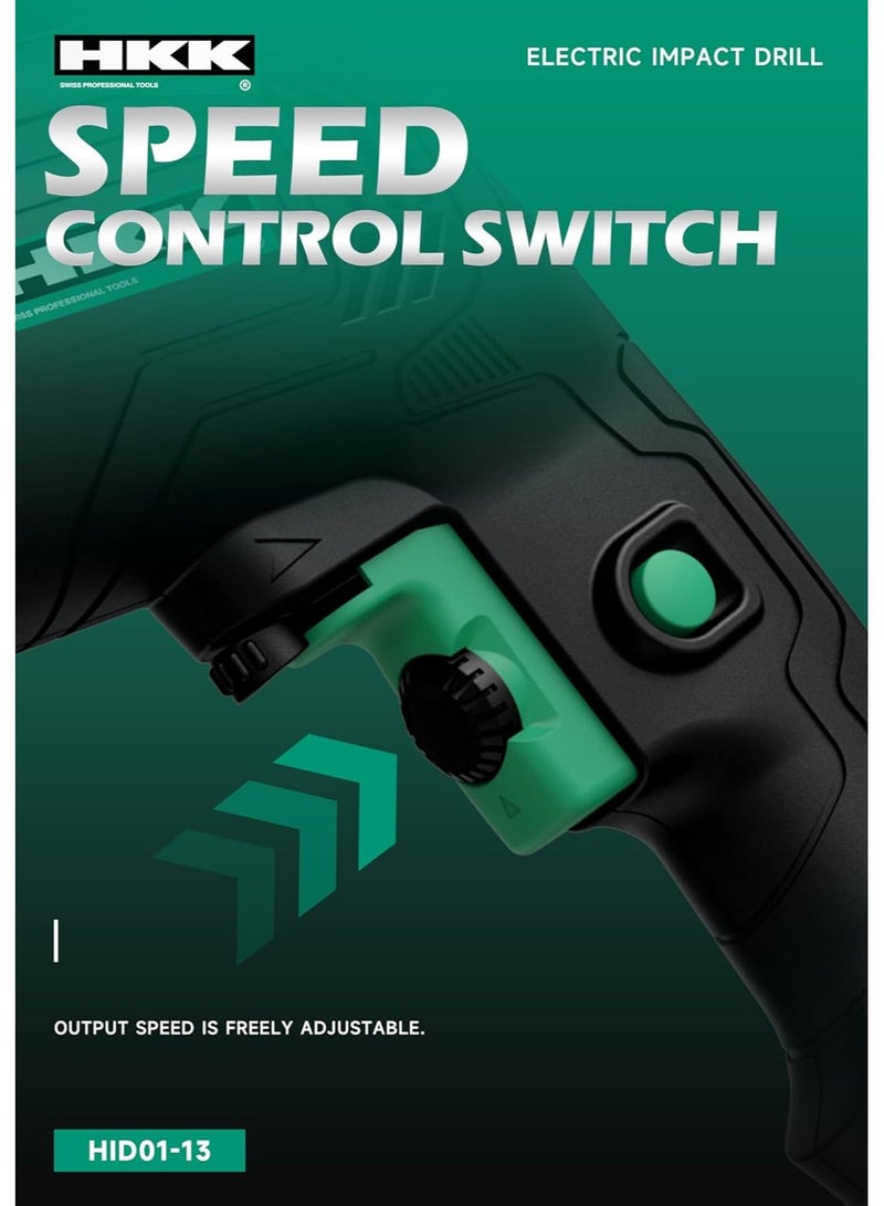 HKK مثقاب كهربائي 710 واط، 13 مم، سرعة متغيرة وعمل عكسي، 0-3000 دورة في الدقيقة، 220-230 فولت، أداة كهربائية قوية للحفر في الخشب والمعادن والخرسانة - Image 3