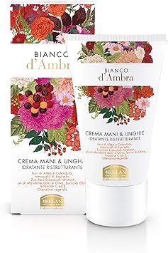 HELAN كريم هيلان بيانكو دامبرا لليدين والأظافر مرطب مغذي لليدين والأظافر بزيت اللوز الحلو وزيت الزيتون كريم لليدين الجافة والمتشققة ومقوي للأظافر 50 مل مصنوع في إيطاليا - Image 1