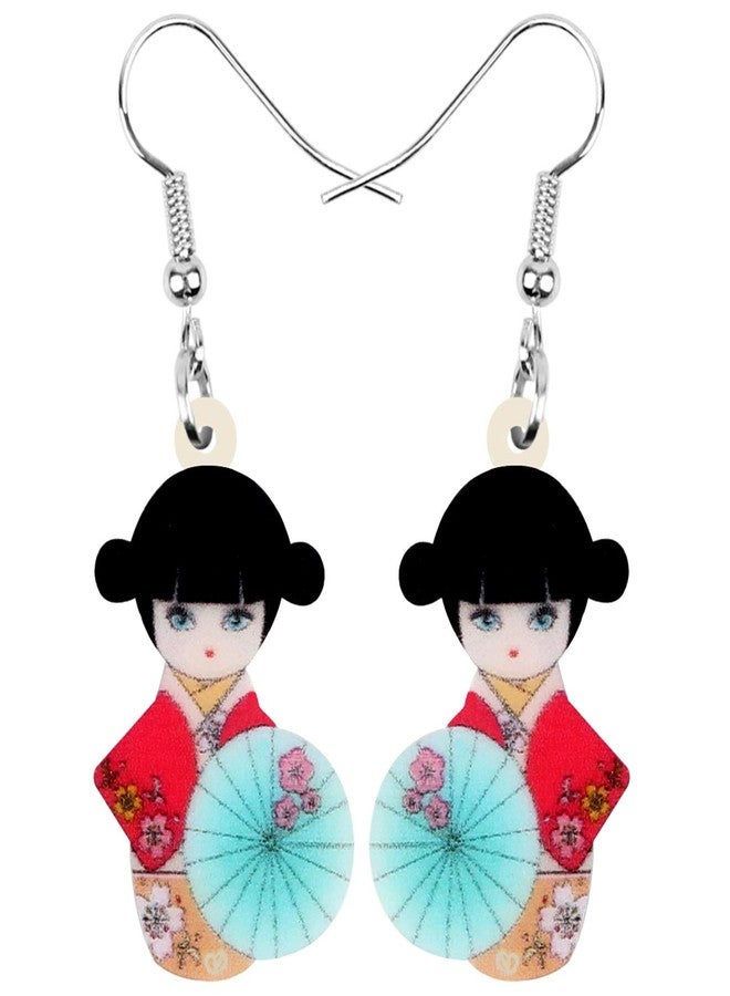 DUOWEI Acrylic Anime Cute Japanese Style Kimono Doll Earrings Charms Drop Dangle Jewelry Gifts for Women, Medium, Acrylic, No Gemstone - Image 1