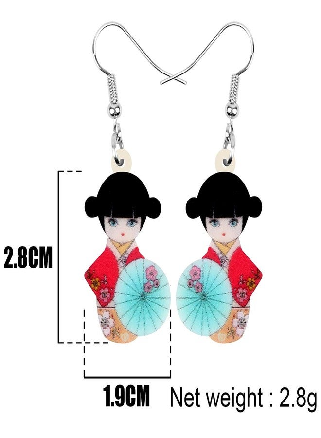 DUOWEI Acrylic Anime Cute Japanese Style Kimono Doll Earrings Charms Drop Dangle Jewelry Gifts for Women, Medium, Acrylic, No Gemstone - Image 5