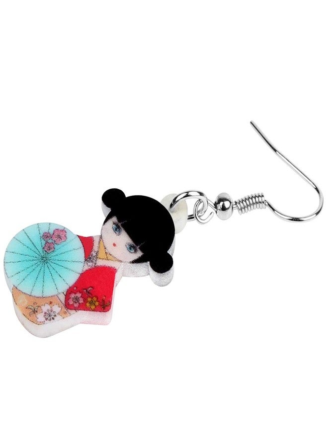 DUOWEI Acrylic Anime Cute Japanese Style Kimono Doll Earrings Charms Drop Dangle Jewelry Gifts for Women, Medium, Acrylic, No Gemstone - Image 3
