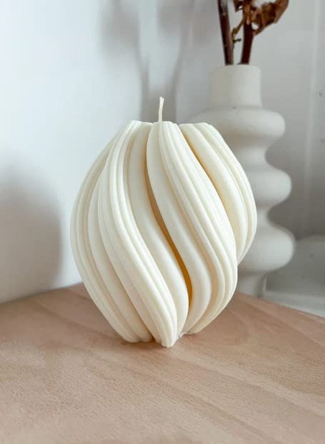 Bumbleberry Beautiful Large Swirl Pillar Scented Candle | Twisted Decorative Candle | 100% Soy Wax | Set of 1 | Home Decor | Gifting | Valentines Gift | 220 G (Lavender) - Image 1