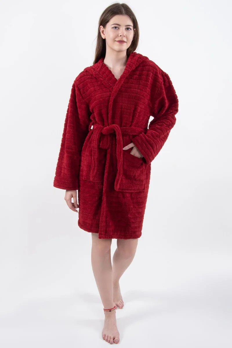 Maison Art Comfy | Hooded Wellsoft Plush Bathrobe Dressing Gown | Robdeşambr Women's Bathrobe