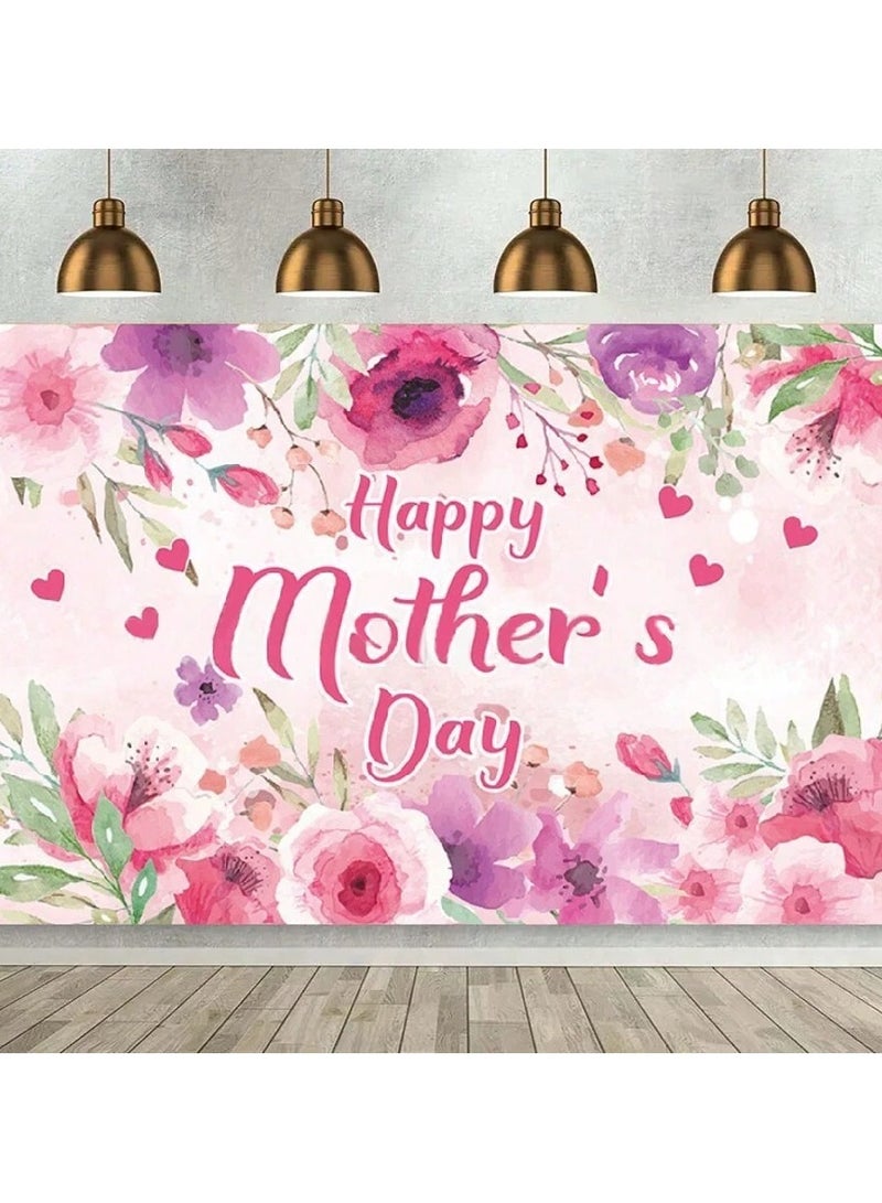 Mother's Day Decoration Backdrop with a Lovely Floral Design in Pink to Add a Special Touch to Mother's Day – Size 100*150 cm - Image 2