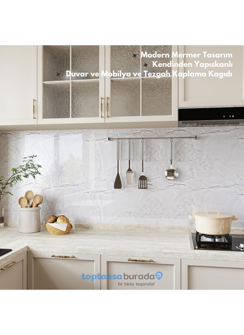 Technosmart 60CM×100CM Self Adhesive Marble Pattern Foil Kitchen Cabinet Table Covering Wallpaper  - Image 2