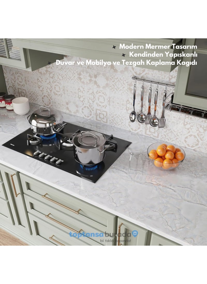 Technosmart 60CM×100CM Self Adhesive Marble Pattern Foil Kitchen Cabinet Table Covering Wallpaper  - Image 3