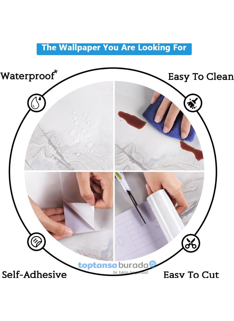 Technosmart 60CM×100CM Self Adhesive Marble Pattern Foil Kitchen Cabinet Table Covering Wallpaper  - Image 5