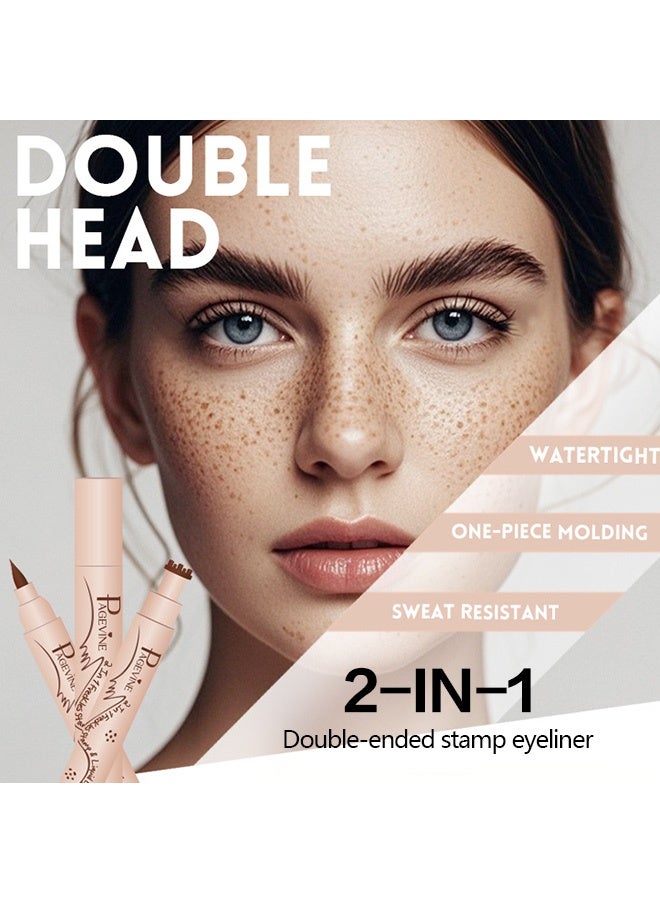 PAGE VINE 2 in 1 Freckles Stamp & Liquid Eyeliner, Waterproof, Natural Lifelike Freckles Makeup, Magic Fake Freckles,Brown eyeliner 02# MEDIUM - Image 5
