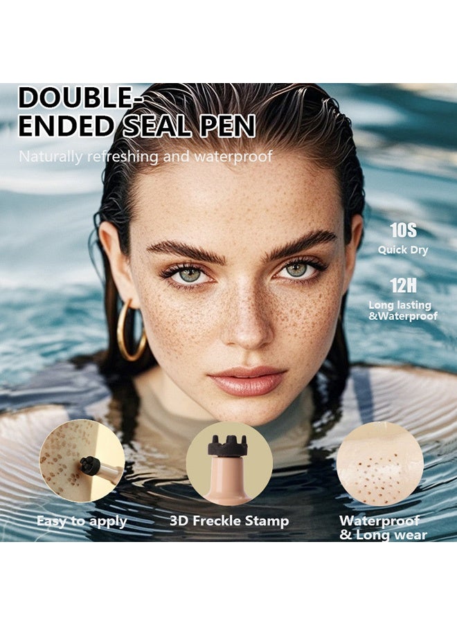 PAGE VINE 2 in 1 Freckles Stamp & Liquid Eyeliner, Waterproof, Natural Lifelike Freckles Makeup, Magic Fake Freckles,Brown eyeliner 02# MEDIUM - Image 4