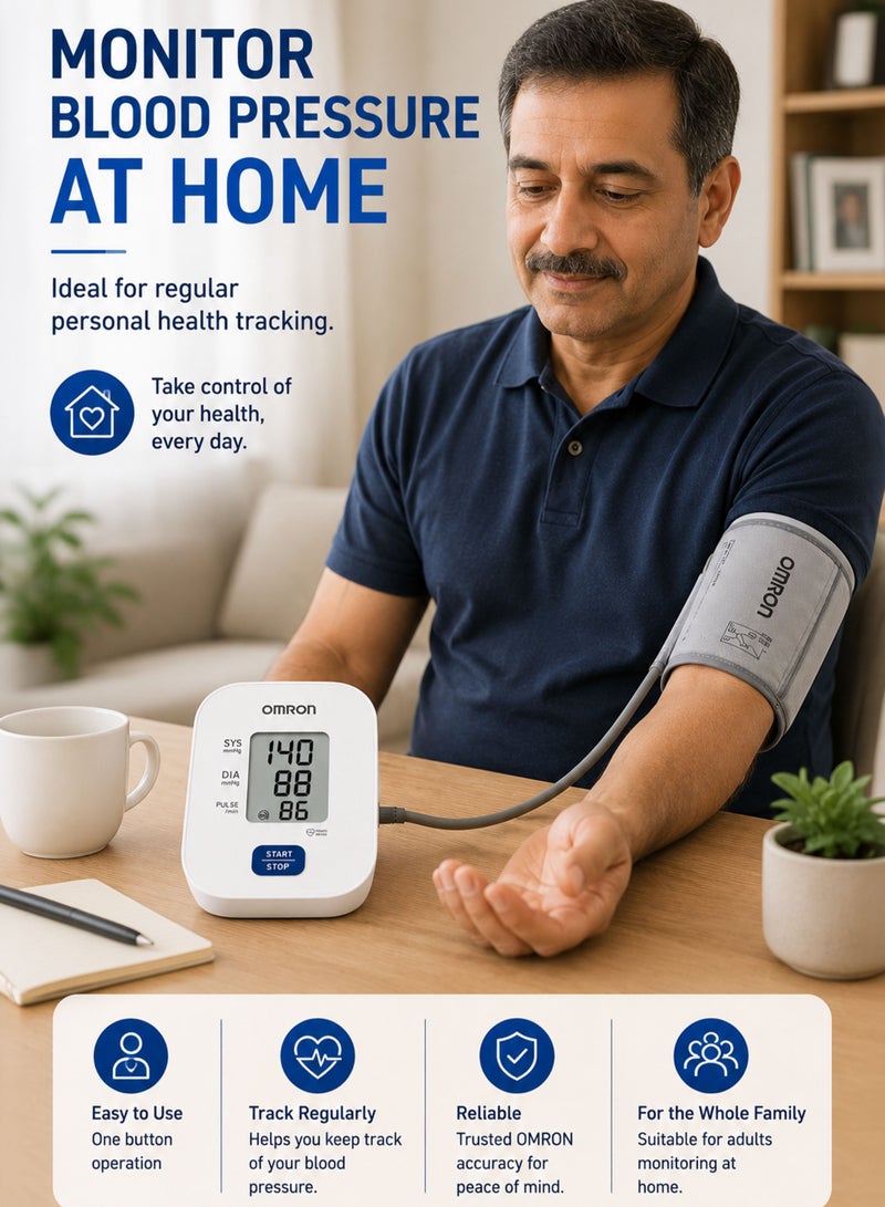 OMRON HEM-7090 Automatic Digital Upper Arm Blood Pressure Monitor with IntelliSense Technology, One Button Operation, Irregular Heartbeat Detection, Body Movement Detection, Cuff Wrapping Guide, Large LCD Display, Last Reading Memory, Standard Adult Cuff 22–32 cm, Oscillometric Measurement, Home Blood Pressure and Pulse Monitor, Clinically Validated, 4 AA Battery Powered - Image 5