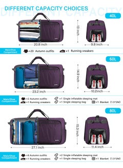 Gonex Gonex 40L Packable Travel Duffle Bag for Boarding Airline, Lightweight Foldable Gym Duffle Water Repellent & Tear Resistant Purple  - Image 5