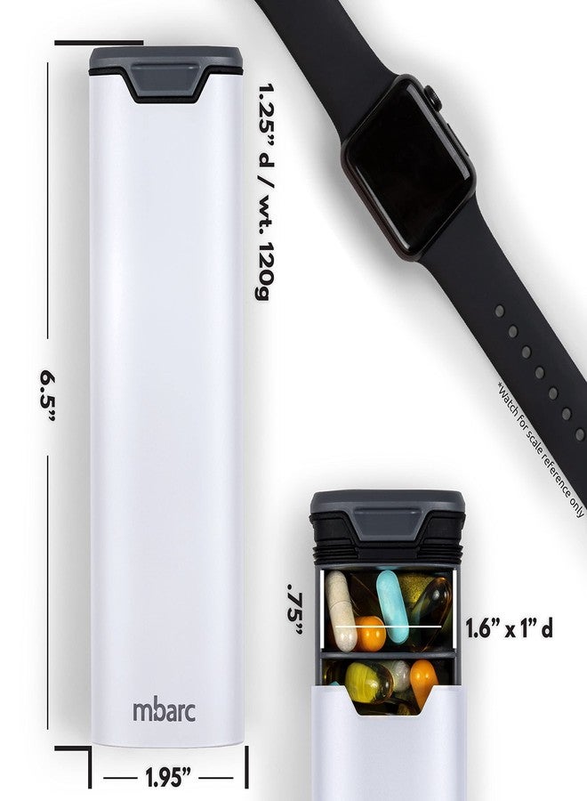 HIGHERHUMAN 7 Day Weekly Pill Organizer by mbarc - Premium Stylish Aluminum and Wood Large Capacity Pill Box for Supplements, Pills, Vitamins and Medicine. (White) - Image 5