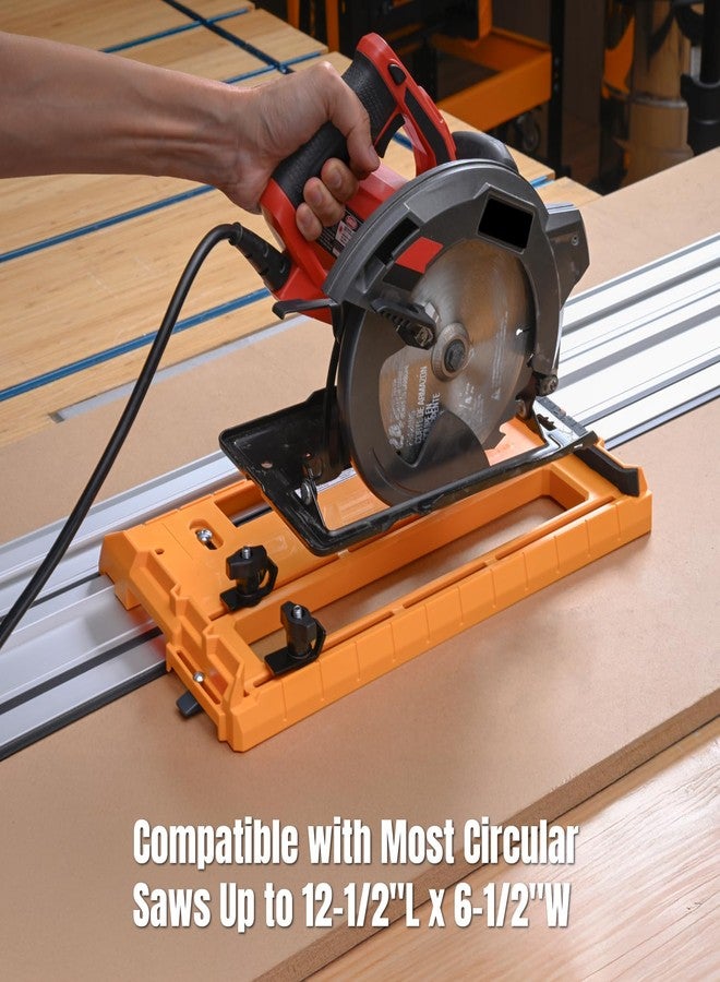 باورتيك لوحة مسار المنشار الدائري العالمي POWERTEC متوافقة مع معظم قضبان توجيه المنشار الدائري ومشابك الحافة المستقيمة، ونظام تثبيت بدون أدوات، وسياج قابل للتعديل من أجل قطع سريعة ودقيقة (71993) - Image 3