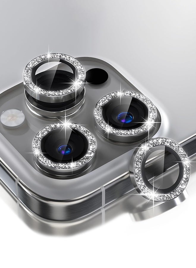 SUNDAREE متوافق مع iPhone 16 Pro/iPhone 16 Pro Max واقي عدسة الكاميرا اللامع، غطاء كاميرا من الزجاج المقوى 9H واقي شاشة حلقة معدنية ملحقات الديكور (لامع-تيتانيوم طبيعي) - Image 1