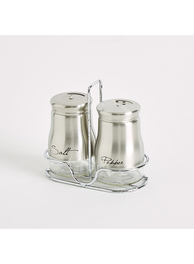 Home Box Feast 2-Piece Salt And Pepper Shaker Set With Metal Stand 6 X 8 X 6 Cm - Image 5