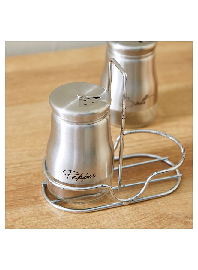 Home Box Feast 2-Piece Salt And Pepper Shaker Set With Metal Stand 6 X 8 X 6 Cm - Image 3