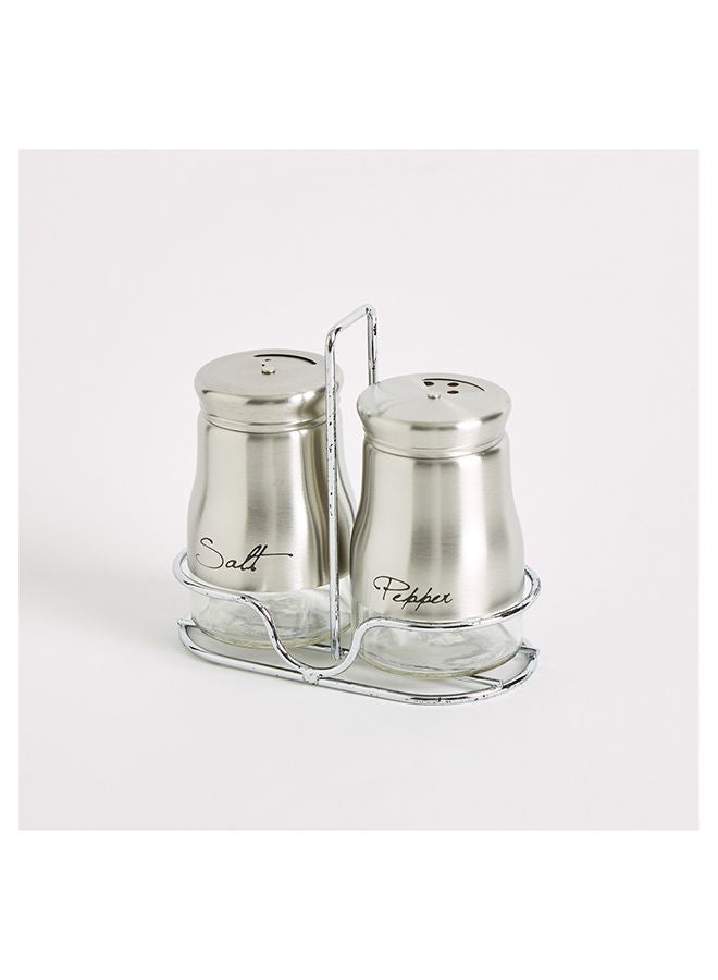 Home Box Feast 2-Piece Salt And Pepper Shaker Set With Metal Stand 6 X 8 X 6 Cm - Image 4