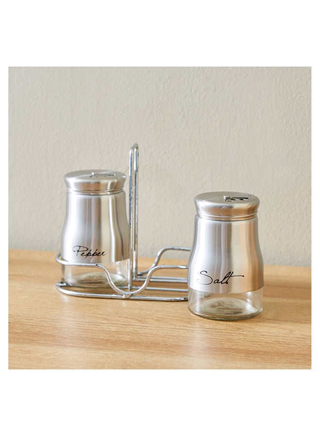 Home Box Feast 2-Piece Salt And Pepper Shaker Set With Metal Stand 6 X 8 X 6 Cm - Image 2