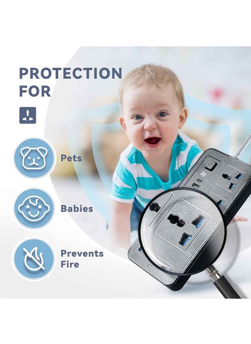 Rock Pow - 2 meters Universal Extension Lead with Multiple Function UK Plug 3 Pin Socket Outlet with 6 Gang 3 USB Port 1 Type-C Port 2M Electric Socket Mains Strip for Home Kitchen and Office 2 meters - Image 1