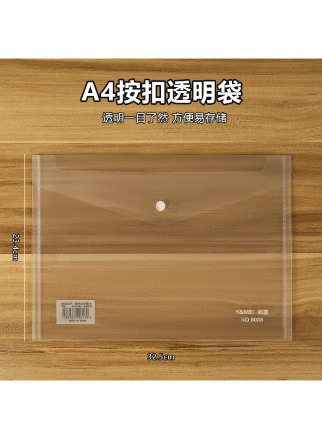 HELPS Office Stationery Transparent Snap File Bag Student Plastic Paper Storage Bag Waterproof A4 Color Thickened File Bag - Image 1