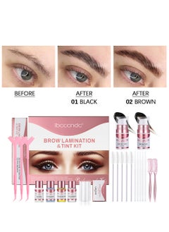ibcccndc Brow Lamination Kit, 2 In 1 DIY Eyebrow Lamination Kit with Black & Brown Colors for Fuller Thicker Brows, Professional Eyebrow Perming Kit for Salon & Home Use, Lasts Up to 6 Weeks  - Image 1