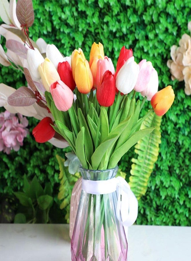 Bodosac 24pcs Multicolor Artificial Tulip Latex Real Touch for DIY Bouquets Wedding Party Bridal Baby Shower Home Decor (Multicolor Tulip) - Image 3