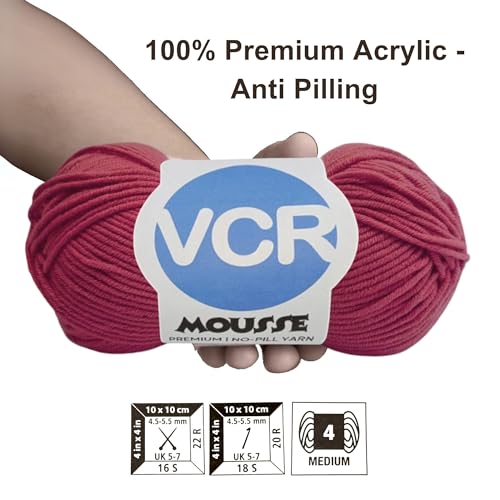 VCR 4ply Wine Yarn, 100 Grams Hank, 190 Meters Length, Acrylic Ball for Crochet and Knitting, Soft Crosia Threads, Pack of 1 Yarn, Suitable for DIY Crafts - Image 3