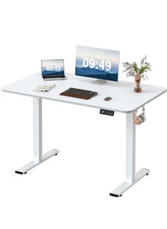 OASIS DESERT Electric Height Adjustable Standing Desk Large 48 x 24 Inches Sit Stand up Desk Home Office Computer Desk Memory Preset with T-Shaped Metal Bracke  - Image 1
