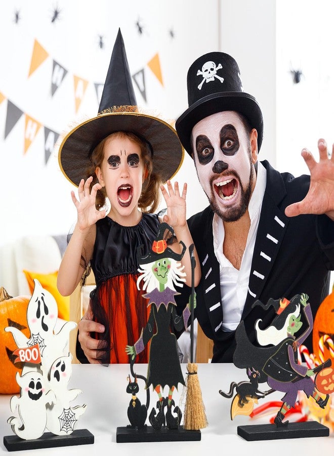 Marsui 5 Pieces Halloween Wood Table Centerpieces Decorations Halloween Table Centerpiece Signs Halloween Party Table Topper Witch Ghost Pumpkin Boo Table Decorations for Home Halloween Party Supplies - Image 4