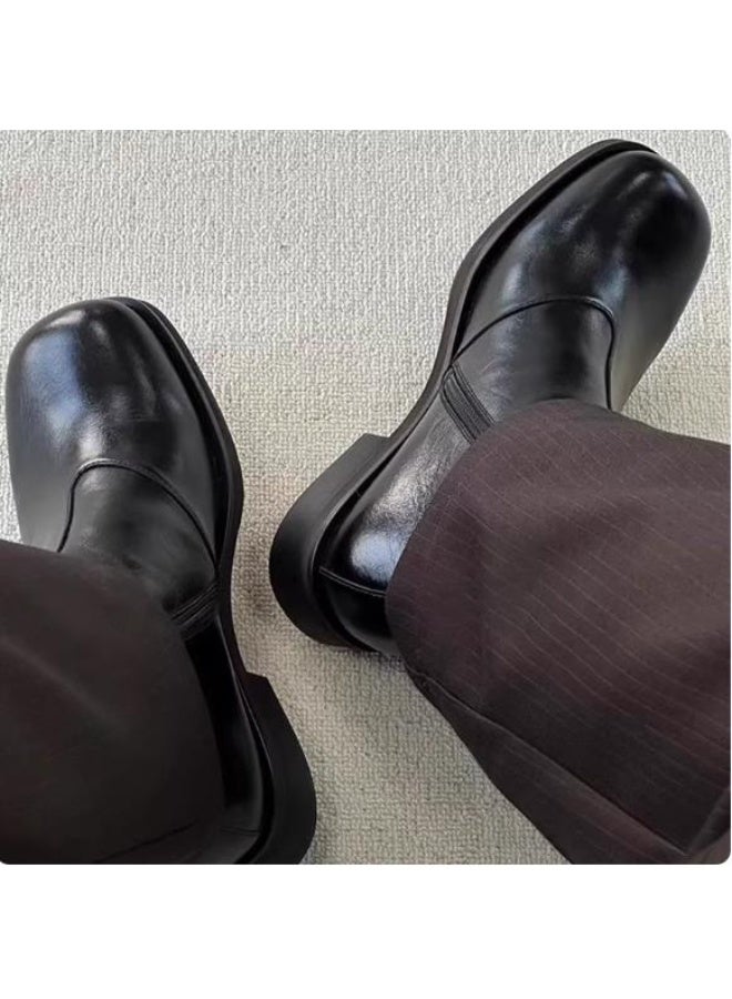 الرجال البريطانية سميكة سولة عالية سحاب أعلى أحذية مارتن - Image 1