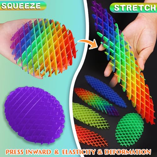 KEJIH Fidget Worm Toy 7 PCS Sensory Slug Fidget ToyMulticolor Stress Relief Fidget ToysResistance Fidget ToysAnxiety Relief Toys for Kids AdultsElastic Mesh Toys 7 Colors Packing - Image 5