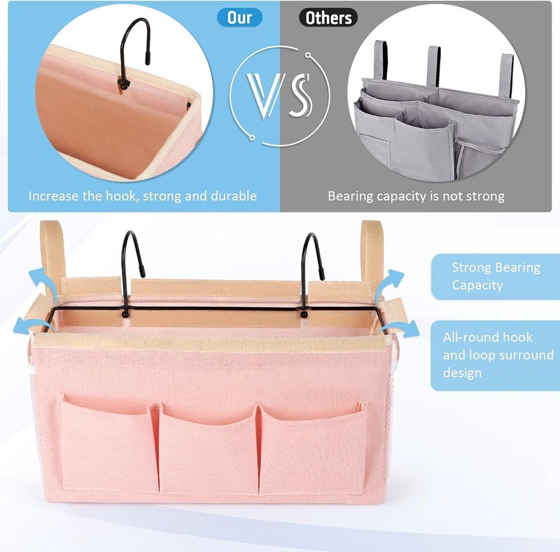 Bedside Caddy Storage Bag with Hooks for Headboards, Bunk Beds, Hospital Beds, Dorm Bed Rails - Holds Phones, Books, Remotes, Water Bottles - Image 5