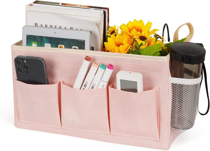 Bedside Caddy Storage Bag with Hooks for Headboards, Bunk Beds, Hospital Beds, Dorm Bed Rails - Holds Phones, Books, Remotes, Water Bottles - Image 1