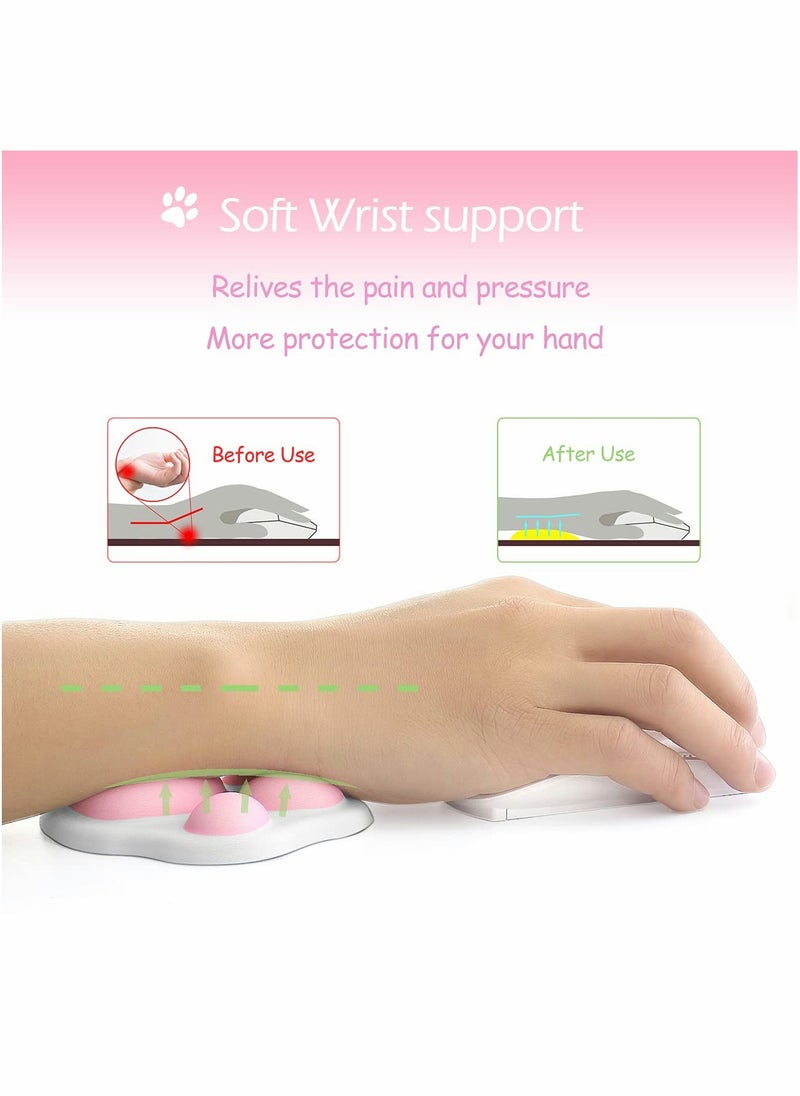 Excefore - Mouse Pad Cute Wrist Support Cat Paw Pattern, Comfortable Soft Wrist Rest Hand Pillow Relief Hand’s Pain with Non Slip Rubber Base - Image 1
