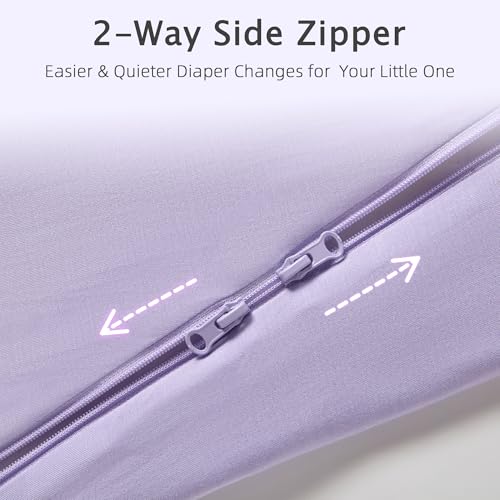 HEDSYOUHH 1.0 Tog Baby Sleep Sack, Wearable Blanket for Infants & Toddlers, Bamboo Rayon, 2-Way Zipper, Sleeping Bag for Newborn Babies, Lightweight for Spring & Autumn,Purple,M - Image 4