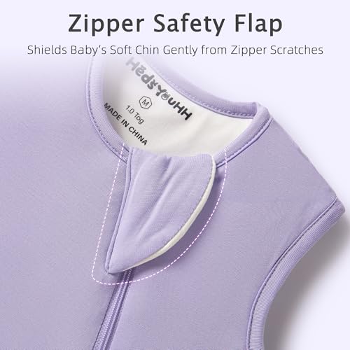 HEDSYOUHH 1.0 Tog Baby Sleep Sack, Wearable Blanket for Infants & Toddlers, Bamboo Rayon, 2-Way Zipper, Sleeping Bag for Newborn Babies, Lightweight for Spring & Autumn,Purple,M - Image 3