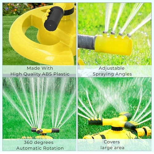 Roots & Leaf 360° Automatic Rotating Garden Sprinkler with 45° Adjustable Arms | Durable ABS Material | Coverage up to 32 Feet | for Efficient Watering in Gardens and Lawns (Pack of 1) - Image 2
