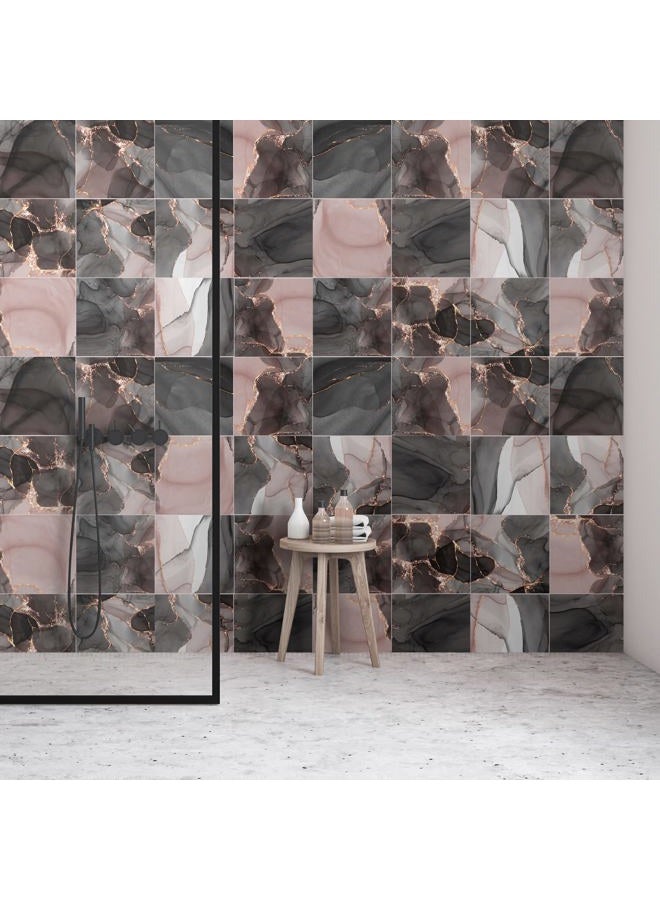 Alwayspon 12Pcs Wall Tile Sticker Transfer Peel and Stick, Self-Adhesive Vinyl Backsplsh Tile Decals, Non-Slip PVC Floor Sticker for Kitchen Bathroom, 20x20CM/8x8Inch, Marble Effect 023 - Image 4