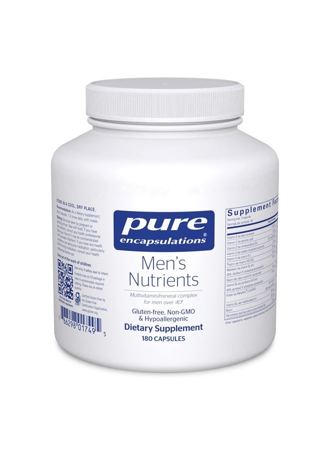 Pure Encapsulations Men's Nutrients - Multivitamin Mineral Supplement to Support Energy, Endurance & Stamina in Men Over 40* - with Vitamin D, Vitamin C & Trace Minerals - 180 Capsules - Image 1