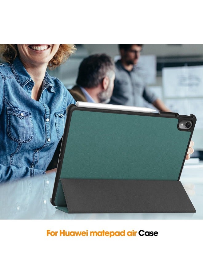اليشمك حافظة Huawei Matepad Air مقاس 11.5 بوصة، حافظة كمبيوتر لوحي ذكية ثلاثية الطي، غطاء حماية قابل للطي بزوايا متعددة الرؤية مع خاصية النوم التلقائي لهاتف هواوي Matepad Air 2023 أخضر داكن - Image 5