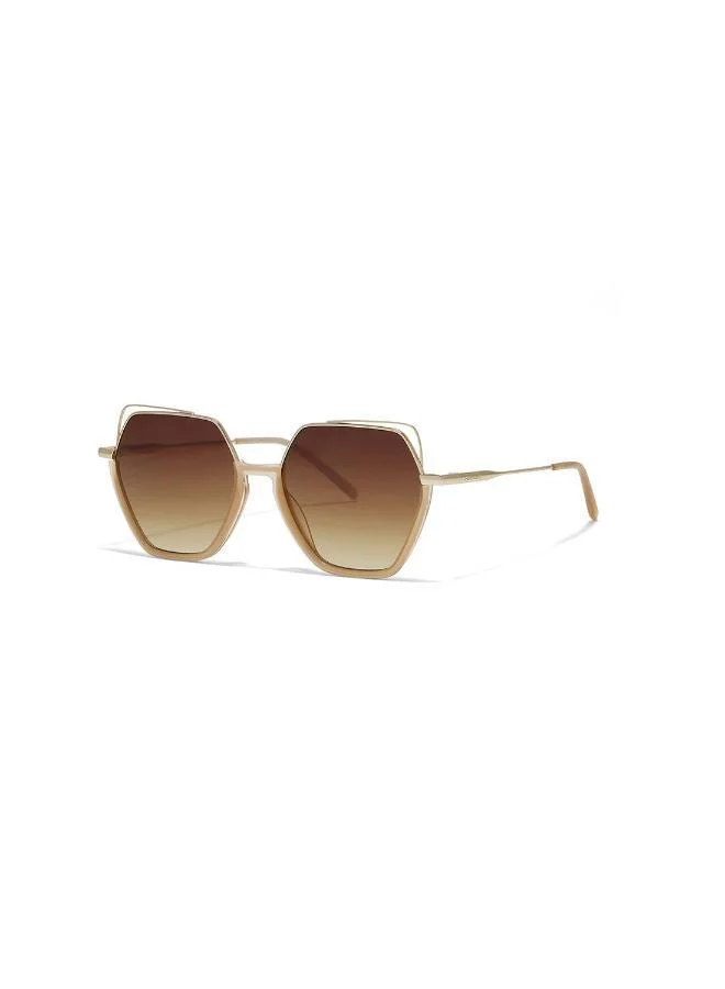 30Sundays Grace,Women Sunglasses, Geometric Sunglasses, UV Protection: UV400 (Beige,Brown)