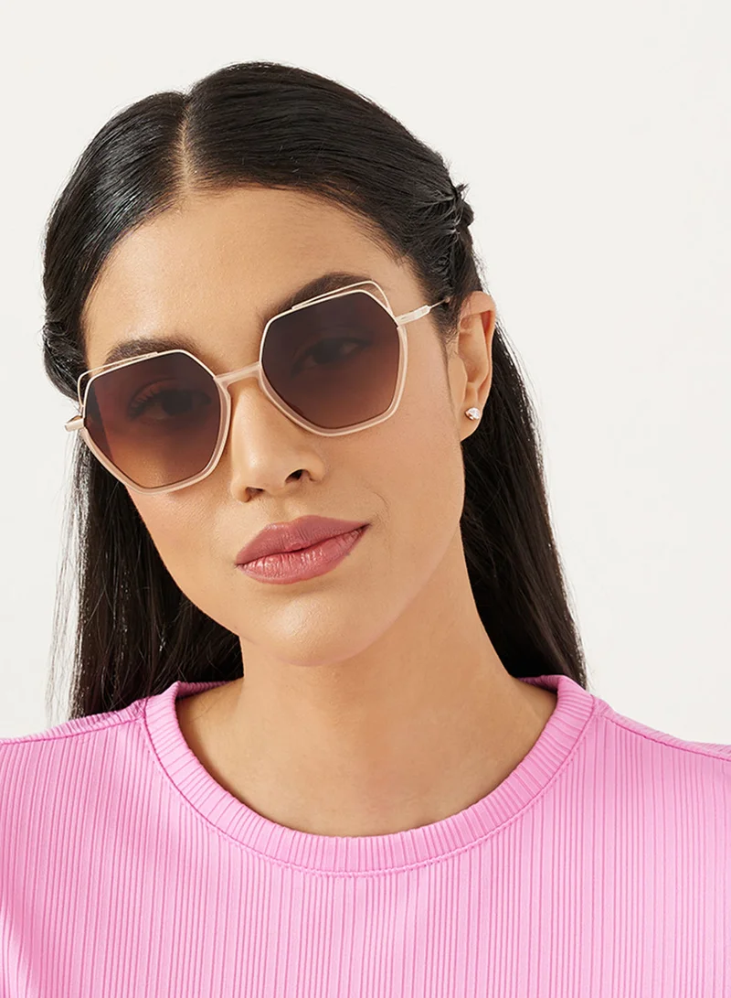30Sundays Grace,Women Sunglasses, Geometric Sunglasses, UV Protection: UV400 (Beige,Brown)