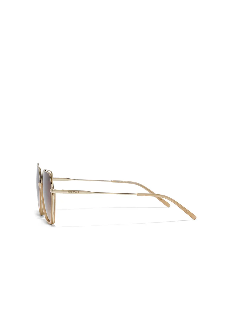 30Sundays Grace,Women Sunglasses, Geometric Sunglasses, UV Protection: UV400 (Beige,Brown)