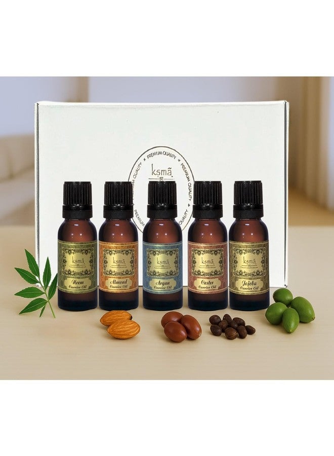 Ksma Natural Oil Combo Pack of 5 | Neem, Castor, Argan, Almond & Jojoba Oil | 15 ml Each | Soap & Lotion Making - Image 1
