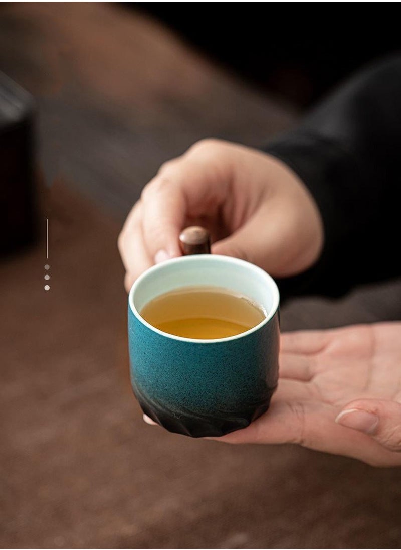 3 Pcs Ceramic Espresso Cups with Wooden Handle Espresso Shot Cups Ceramic Tea Cups 70ML