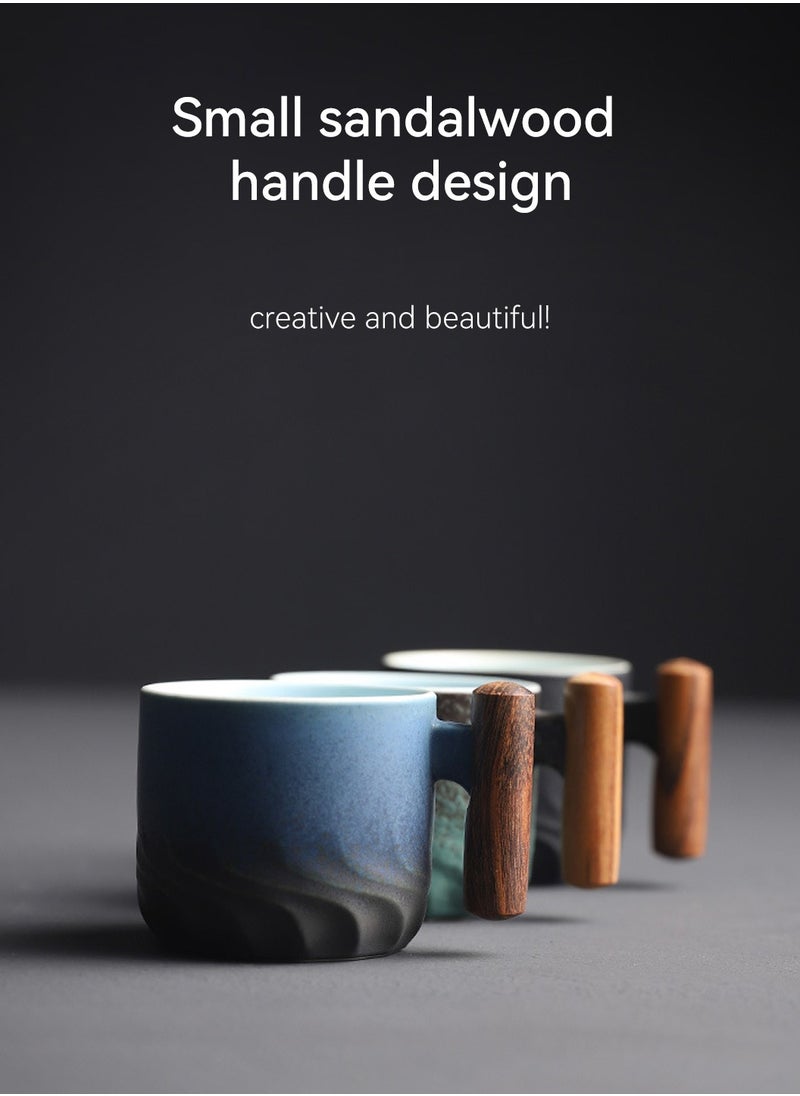 LEOKOR 3 Pcs Ceramic Espresso Cups with Wooden Handle Espresso Shot Cups Ceramic Tea Cups 70ML  - Image 5