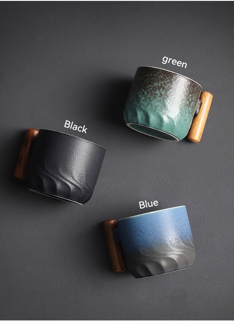 3 Pcs Ceramic Espresso Cups with Wooden Handle Espresso Shot Cups Ceramic Tea Cups 70ML
