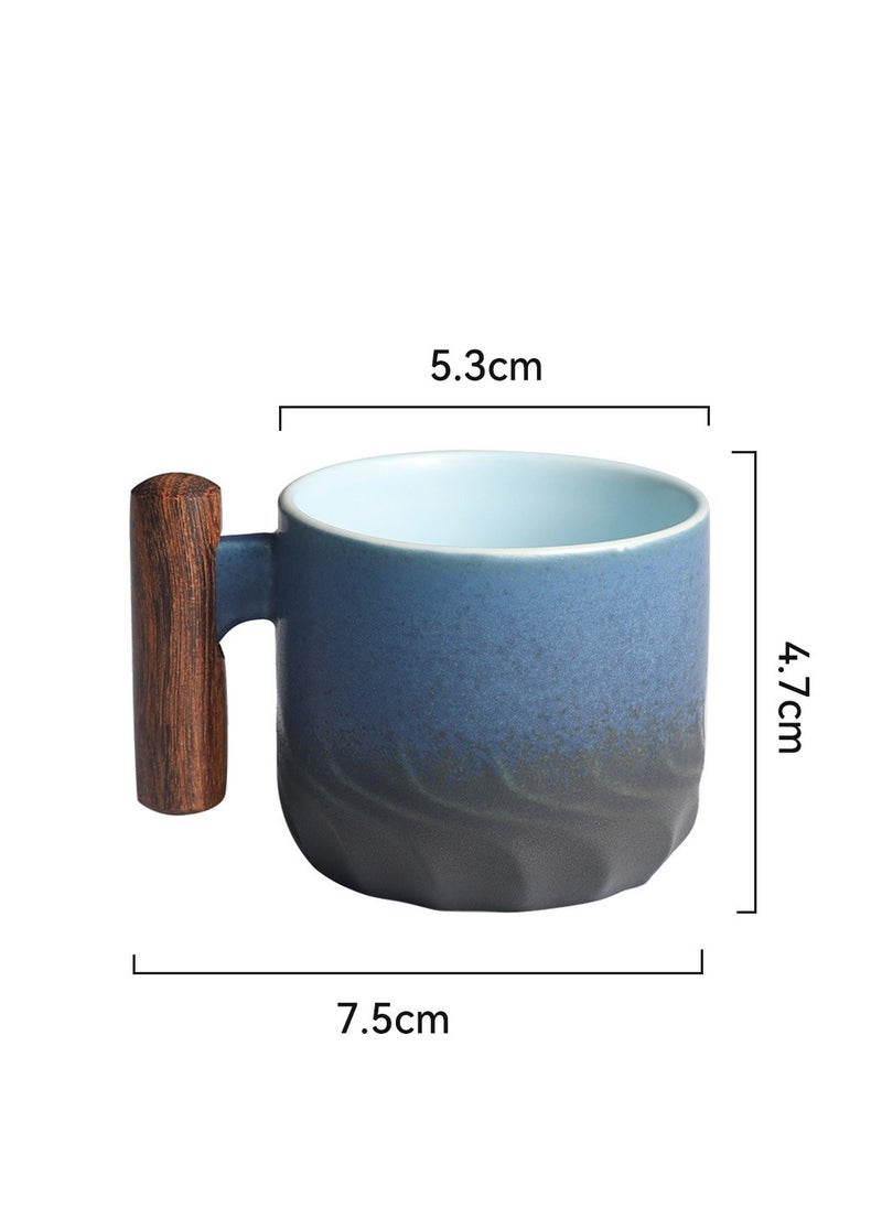 3 Pcs Ceramic Espresso Cups with Wooden Handle Espresso Shot Cups Ceramic Tea Cups 70ML